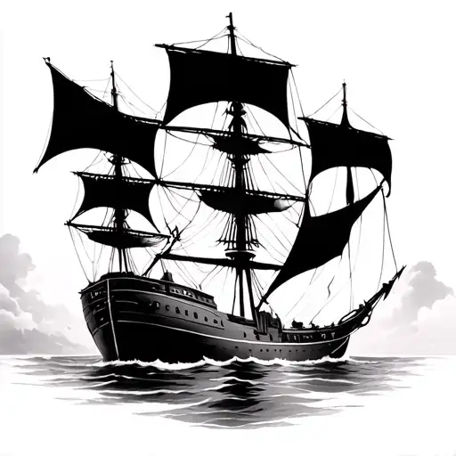 3 mast sailing vessel with homeward bound bannner tattoo design idea
