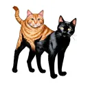 fat orange cat and skinny black cat tattoo design idea