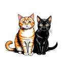 fat orange cat and skinny black cat tattoo design idea