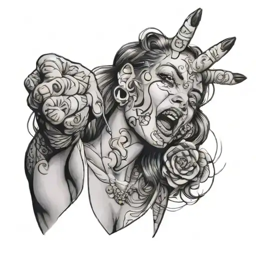 hot girl giving the middle finger tattoo design idea