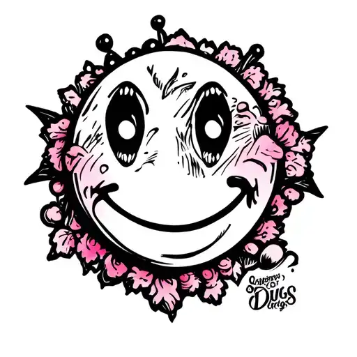 Smiley Face drugs tattoo design idea