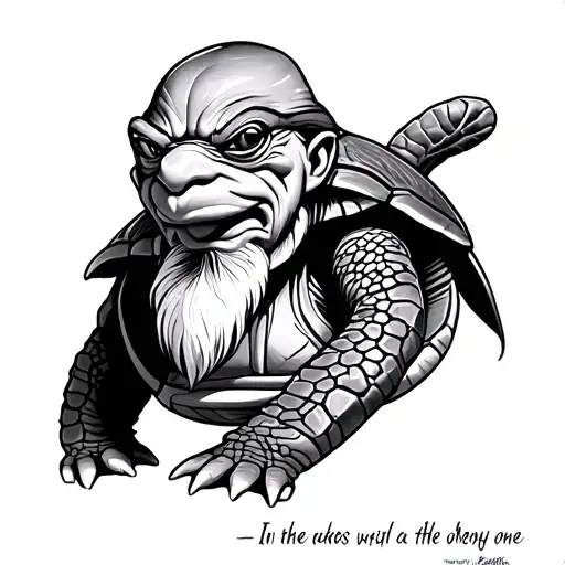 master roshi turtle hermit with quote tattoo design idea
