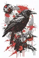 raven with red eyes; moon tattoo design idea