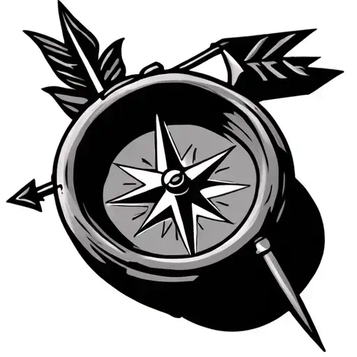 compass and arrow  tattoo design idea