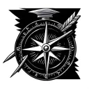 compass and arrow  tattoo design idea