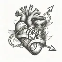 Heart beat with initials A.J tattoo design idea