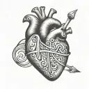 Heart beat with initials A.J tattoo design idea