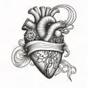 Heart beat with initials A.J tattoo design idea