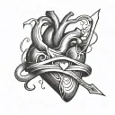 Heart beat with initials A.J tattoo design idea