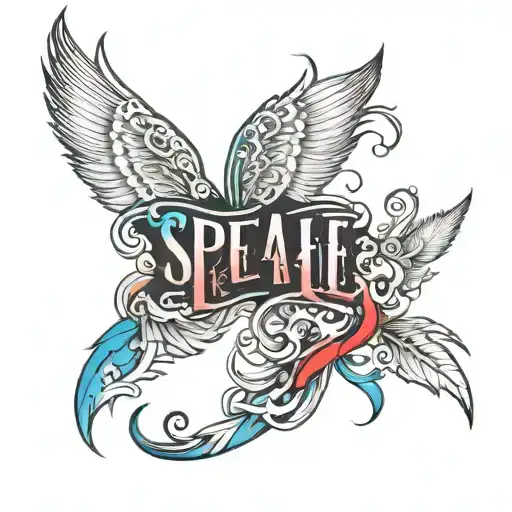 Speak Life Written Blue, Red, Green, Pink tattoo design idea
