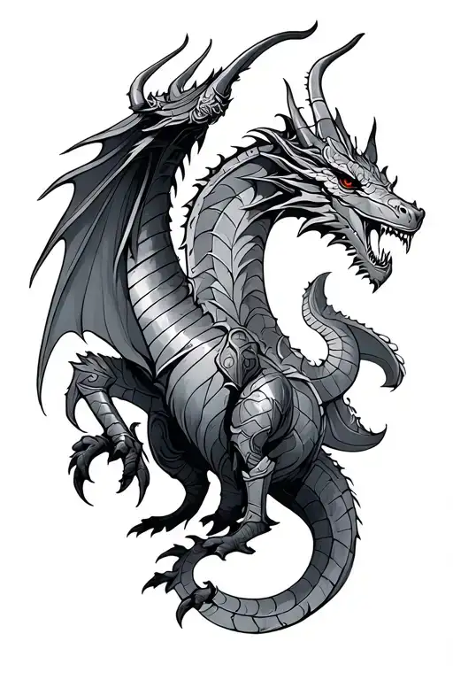 knights and dragons  tattoo design idea