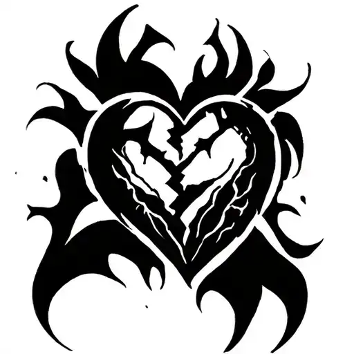 broken heart. lost love. inner pain tattoo design idea