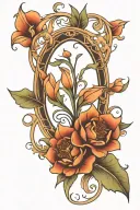 art nouveau floral, symmetrical tattoo design idea