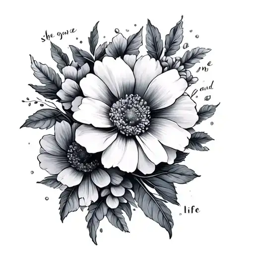 she gave me life and  small flowers  tattoo design idea