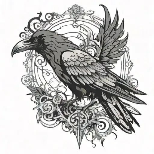 I want a tattoo in a gothic/cybersilogism style of a crow  tattoo design idea
