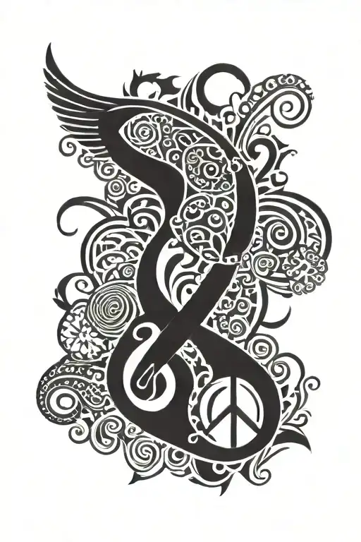 a tattoo featuring a message of peace love and prosperity tattoo design idea