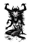 fighting demons crawling out ADHD tattoo design idea