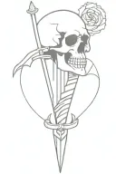 skull dagger heart tattoo design idea