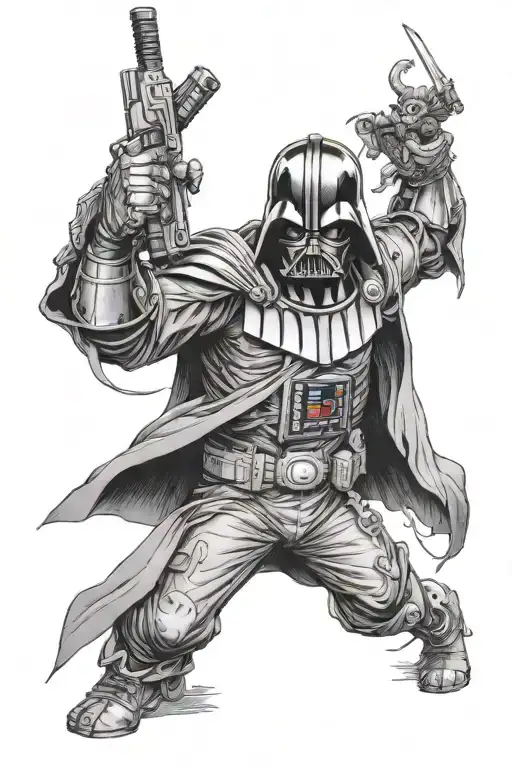 Darth vader from starwars, Joker, Obito from naruto, Tylon from kung fu panda, Guts from berserk, Batman tattoo design idea