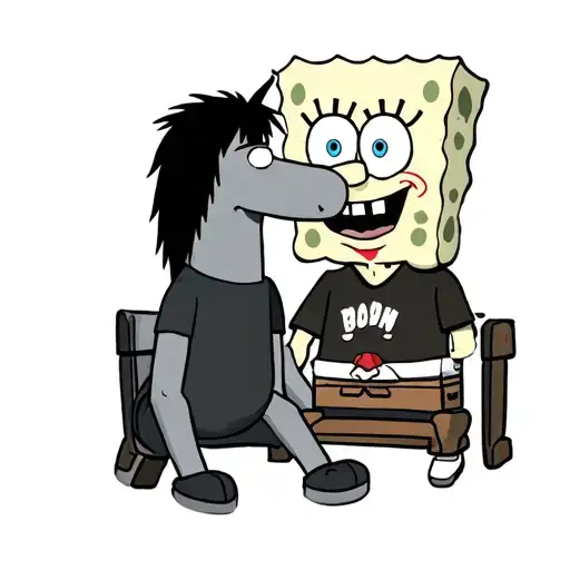 bojack horseman and spongebob sitting together and talking  tattoo design idea