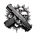 hearts skulls glocks tattoo design idea