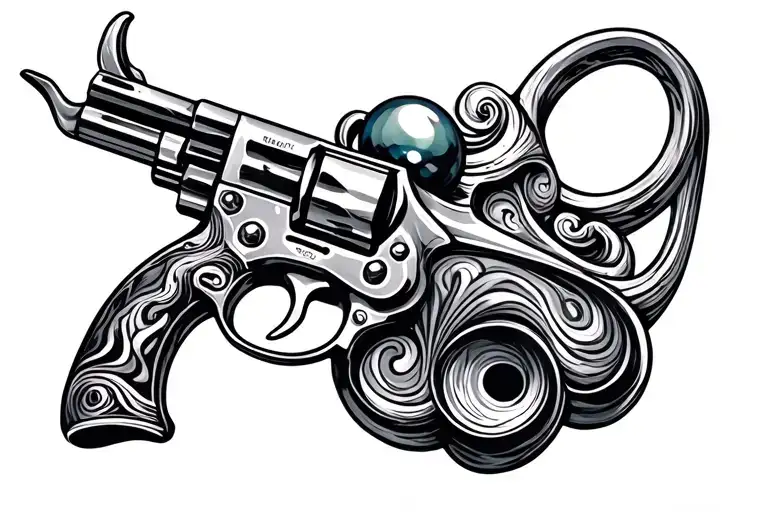 slingshot with marbles tattoo design idea