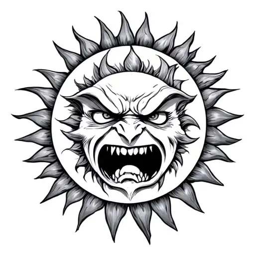 Angry Sun tattoo design idea