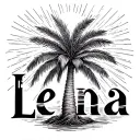 the name lena palm tree ray of light tattoo design idea