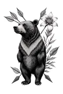 bear head 3 arrows flower tattoo design idea