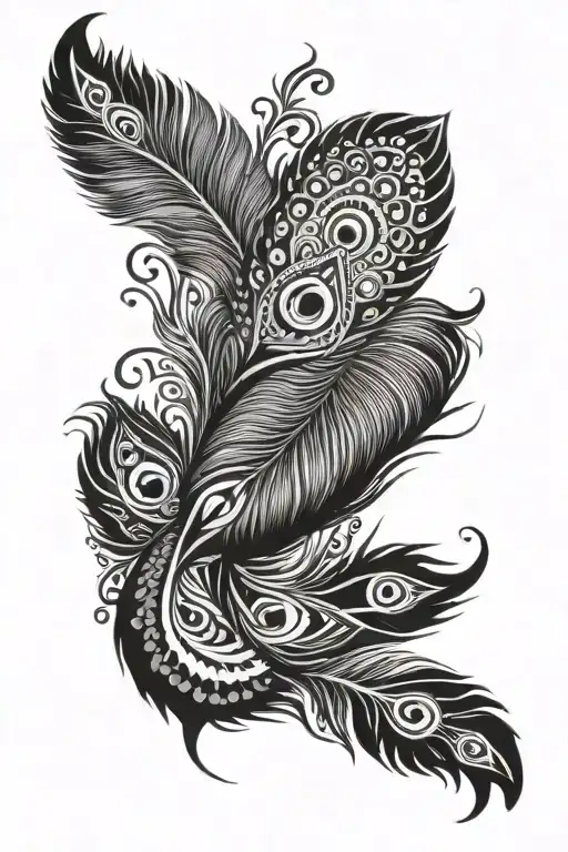 mandala peacock feather tattoo design idea