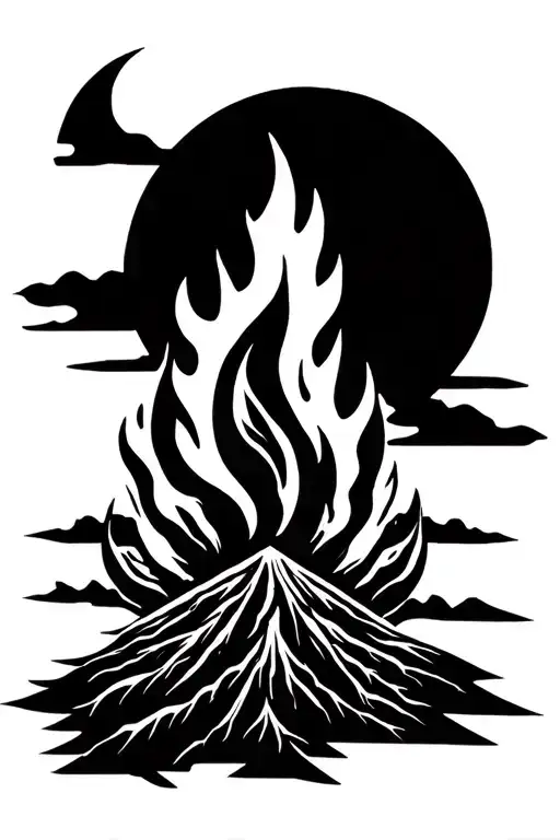 Dark souls bonfire and black sun tattoo design idea