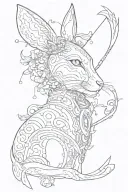 Cat Rabbit Sagittarius Horizontal tattoo design idea