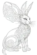 Cat Rabbit Sagittarius Horizontal tattoo design idea