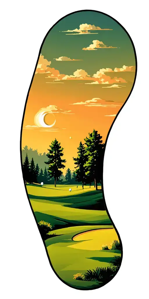 golf course landscape tattoo design idea