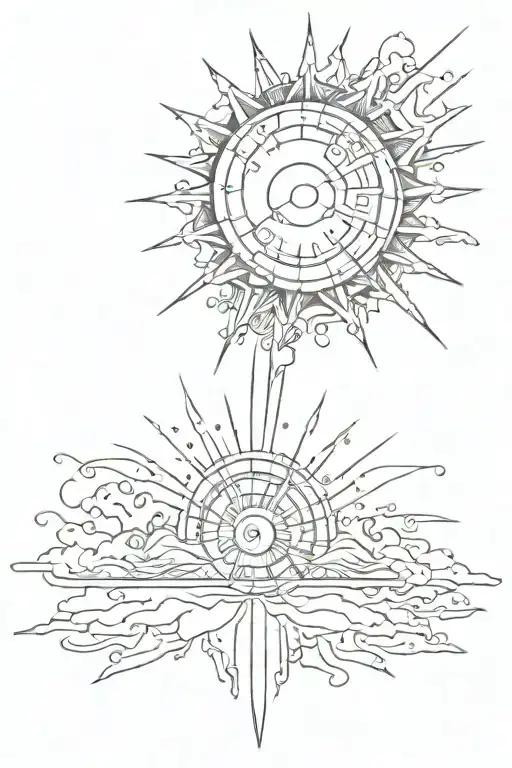 Sun rays tattoo design idea