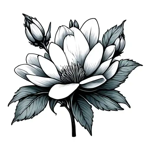 bluebonnet and magnolia flower tattoo design idea