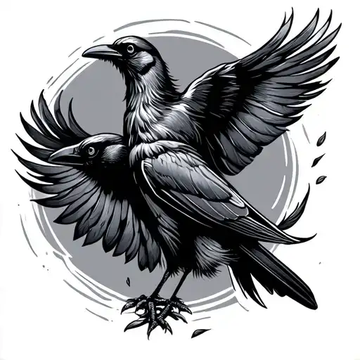 falling Crow Feathers along the arms tattoo design idea
