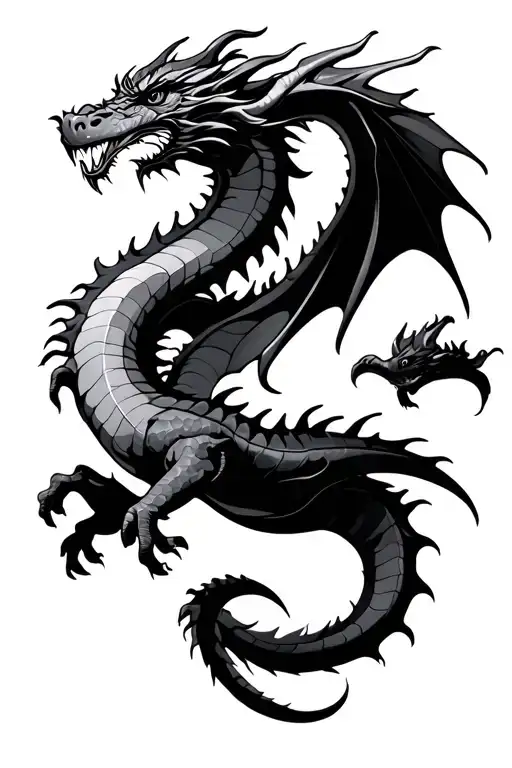 dragon flying tattoo design idea