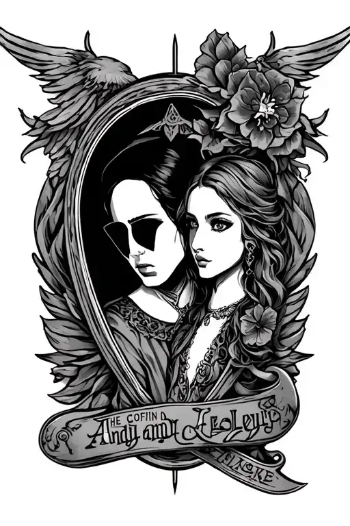 Upper arm tatoo based off the game "The coffin of Andy and Leyley" in the style of the game  tattoo design idea