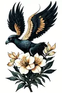 phoenix rising, narcissus flower, capricorn zodiak sign, capricorn constellation tattoo design idea