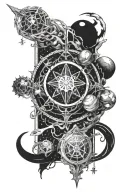 dungeons amd dragons, space, dark, mystical, witchy themed tattoo tattoo design idea