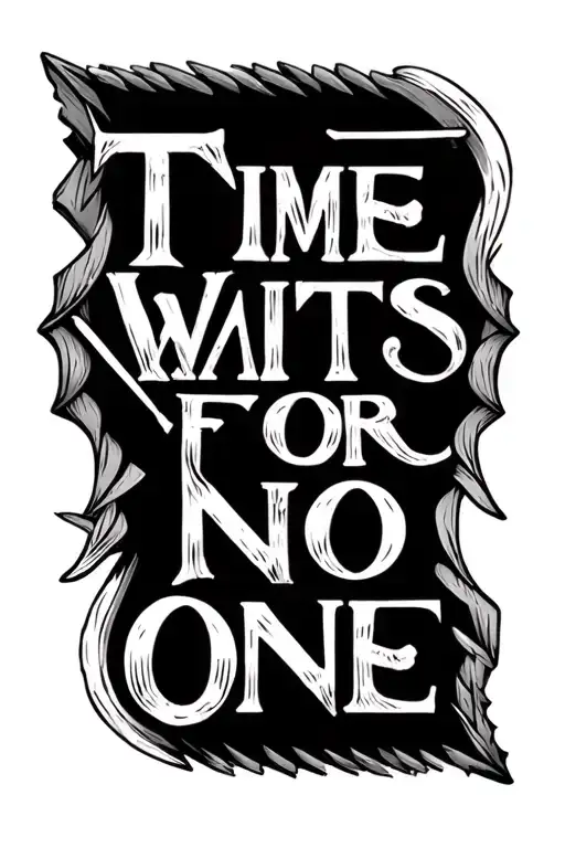 "Time Waits For No One" "Time Waits For No One" Arrow style tattoo tattoo design idea