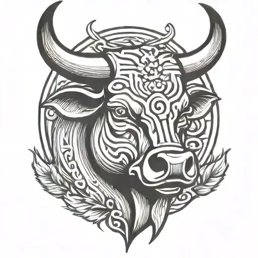 bull's head tattoo design idea