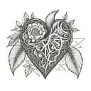 anatomically correct heart with "memento mori" written on the upper side and "memento vivere" on the lower one tattoo design idea