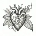 anatomically correct heart with "memento mori" written on the upper side and "memento vivere" on the lower one tattoo design idea