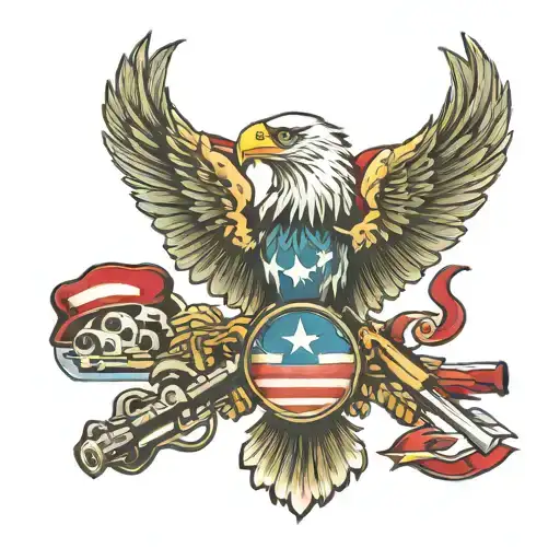 America eagle with army artillery cross cannons  tattoo design idea