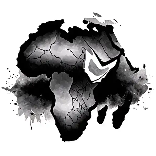 Africa continent with kenya tattoo design idea