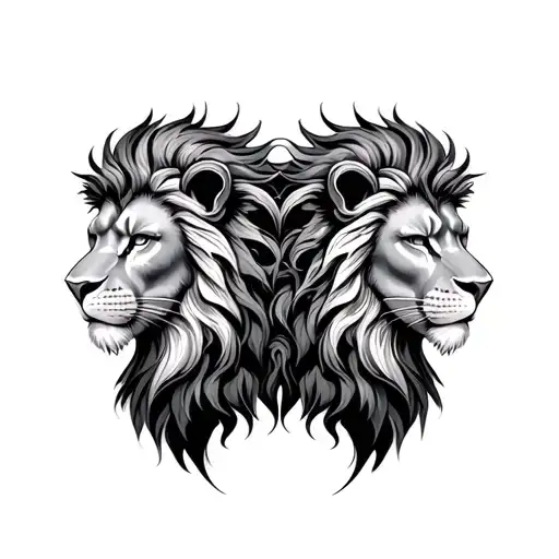 Gemini Twins with a lion head tattoo design idea