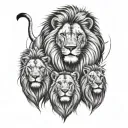2 male lions and 1 baby male lion together symbolizing the client's love tattoo design idea