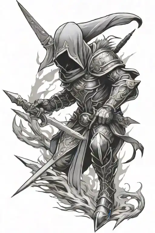 spear of destiny hunter firing tattoo design idea